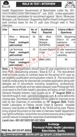 Health Department Jobs 2024