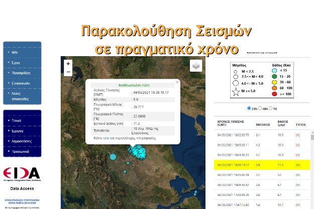 Σεισμοί στην Ελλάδα σε πραγματικό χρόνο