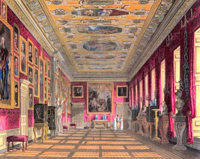 The King's Gallery, Kensington Palace, from The History  of the Royal Residences by WH Pyne (1819)