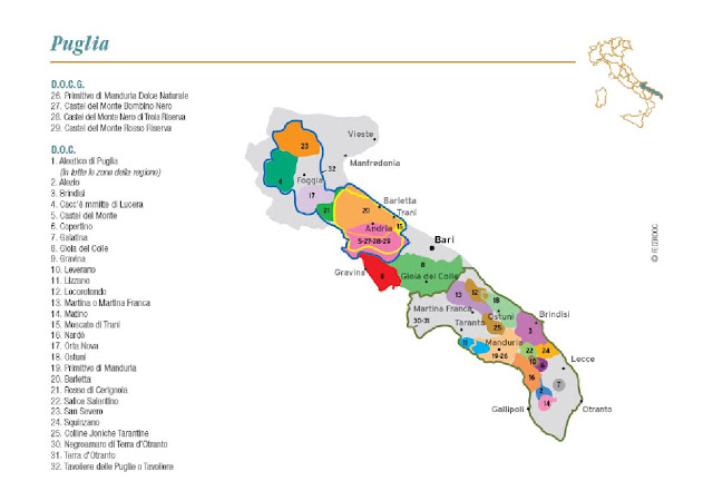 wine map of Puglia's wine region