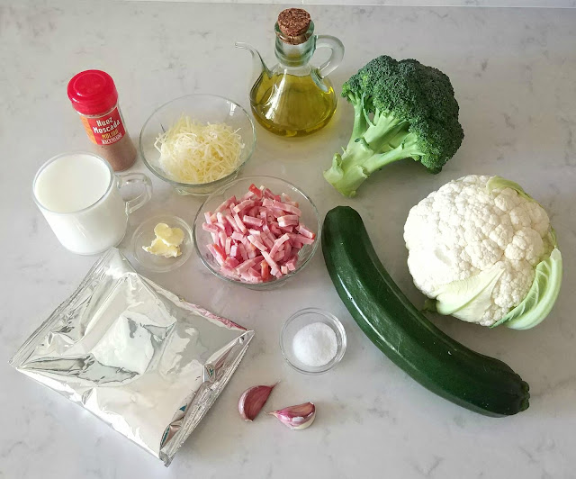 Ingredientes para el pastel de patata y verduras