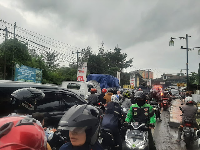 Pohon Tumbang Timpa Rumah dan Bengkel, Jalan Cianjur - Cipanas Macet Total