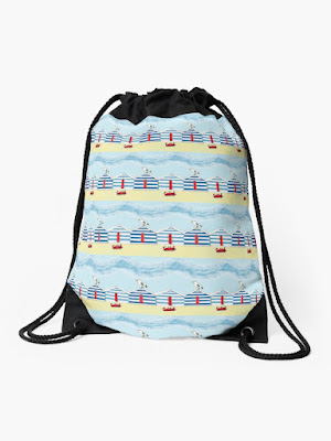 Beach Hut Patterned Draw String Bag (photo of)