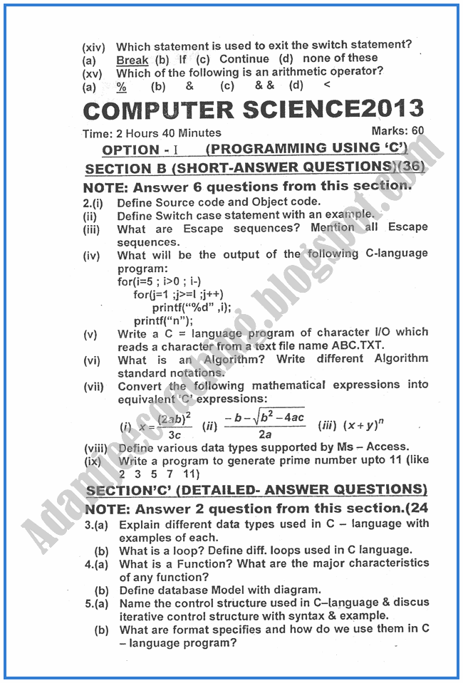 Computer-science-2013-past-year-paper-class-XII