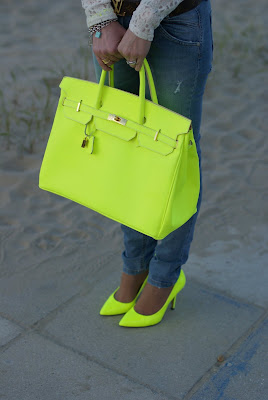 neon yellow, neutral colors