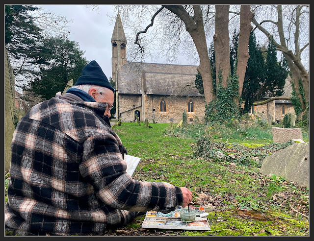 PINTAR-ACUARELAS-PAISAJES-LONDRES-EAST FICHLEY-HOLY TRINITY CHURCH-FOTOS-ARTISTA-PINTOR-ERNEST DESCALS