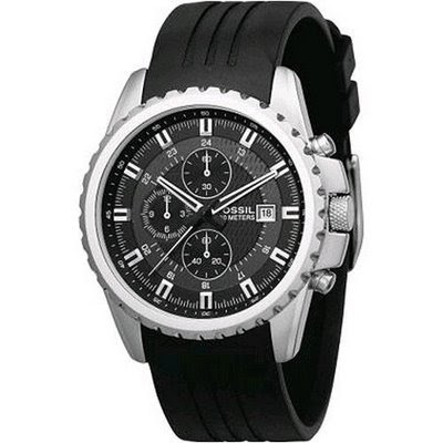 Fossil watches for Men - Decker Black PU Chrono Watch