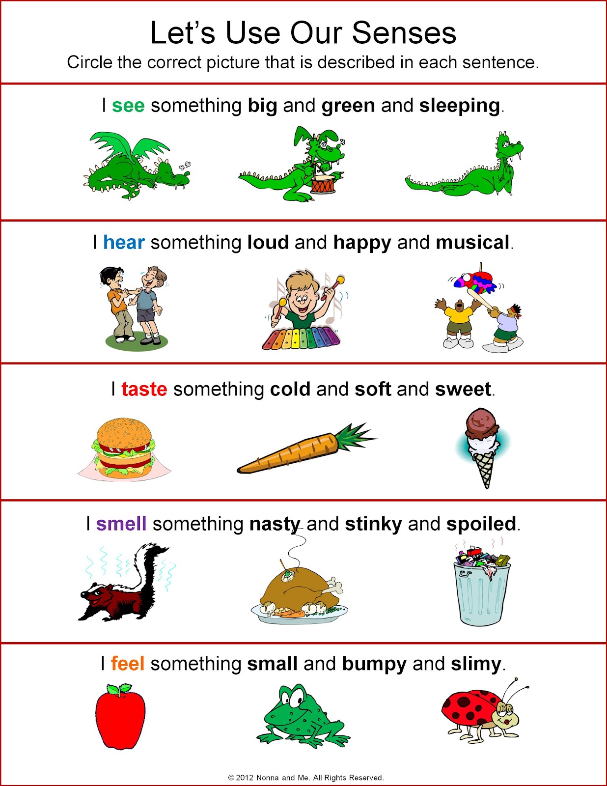 preschool worksheets LiveBinder senses five Kindergarten the