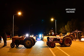 Έκλεισαν συμβολικά την εθνική οδό με τα τρακτέρ τους οι αγρότες στην Αργολίδα (βίντεο)