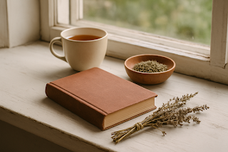 A peaceful moment of reflection with herbal tea, symbolizing self-care and Ayurvedic wellness from John Douillard’s LifeSpa