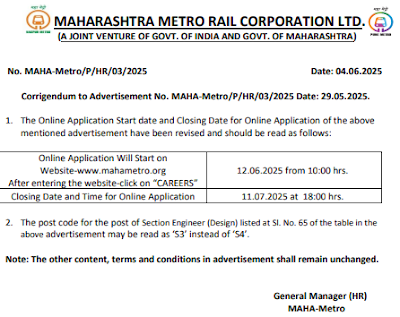 MAHA Metro Notification