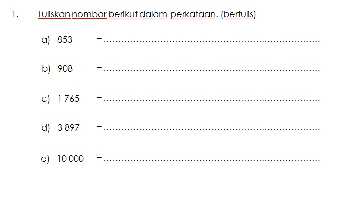 Latihan - Nombor Bulat (3)  MATEMATIK KSSR TAHUN 3