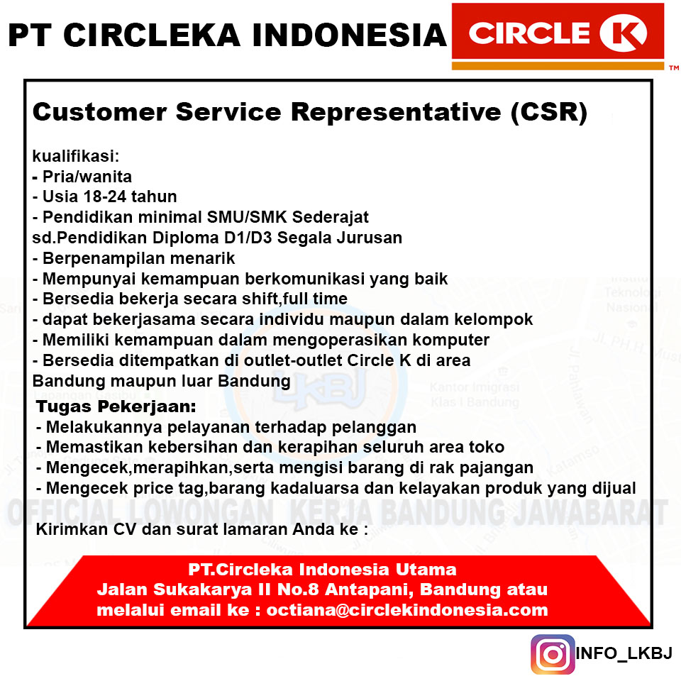 Pt Circleka Indonesia Utama Loker Lowongan Kerja Bandung Jawabarat