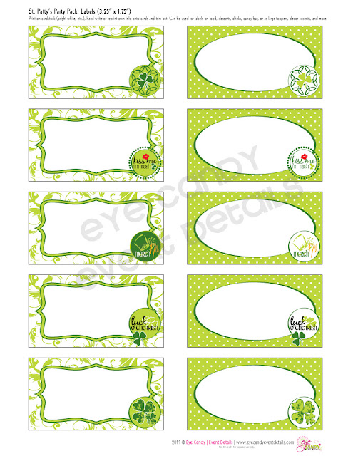 st patty's day labels, luck o the Irish, st patty's day printables, lucky