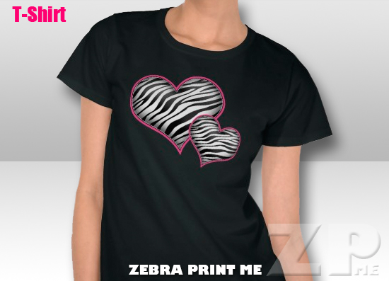 Zebra Print Hearts T-Shirt