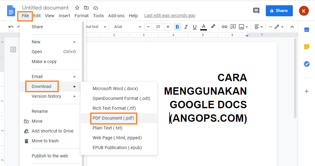 cara membuat pdf di google docs, how to creat a google doc a pdf