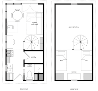 plano de casita pequeña rectangular de 2 plantas2