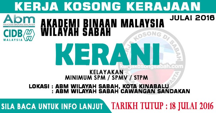 Kerja Kosong Kerani  Akademi Binaan Malaysia Wilayah 