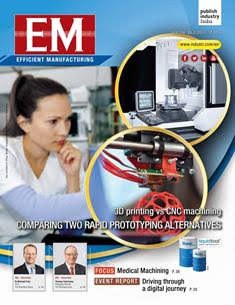 EM Efficient Manufacturing - December 2017 | TRUE PDF | Mensile | Professionisti | Tecnologia | Industria | Meccanica | Automazione
The monthly EM Efficient Manufacturing offers a threedimensional perspective on Technology, Market & Management aspects of Efficient Manufacturing, covering machine tools, cutting tools, automotive & other discrete manufacturing.
EM Efficient Manufacturing keeps its readers up-to-date with the latest industry developments and technological advances, helping them ensure efficient manufacturing practices leading to success not only on the shop-floor, but also in the market, so as to stand out with the required competitiveness and the right business approach in the rapidly evolving world of manufacturing.
EM Efficient Manufacturing comprehensive coverage spans both verticals and horizontals. From elaborate factory integration systems and CNC machines to the tiniest tools & inserts, EM Efficient Manufacturing is always at the forefront of technology, and serves to inform and educate its discerning audience of developments in various areas of manufacturing.