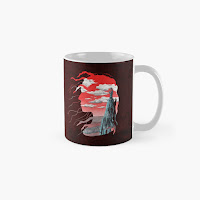 The shape of a woman's head on a mug.