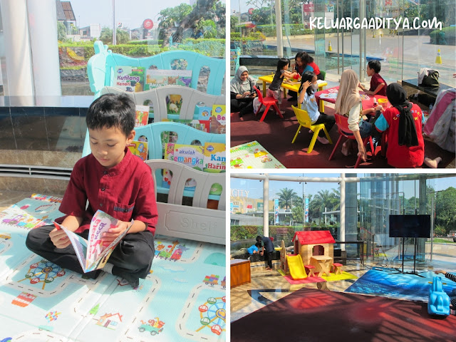 Aktivitas anak yang menyenangkan seperti reading corner, colouring, dan face painting di Hotel Margo Depok