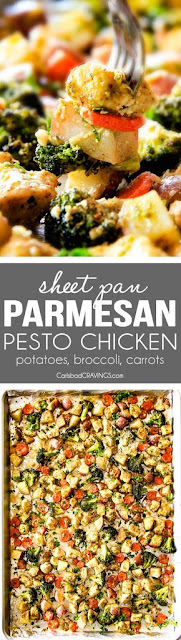 Sheet Pan Parmesan Pesto Chicken, Broccoli and Carrots
