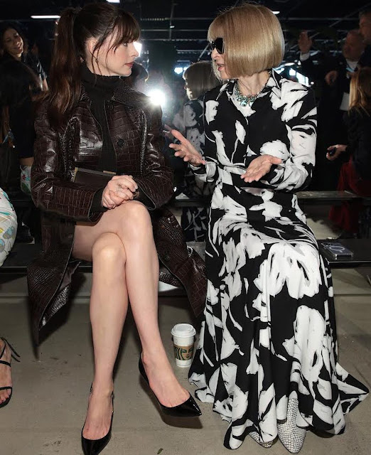 Anne Hathaway as Andy from Devil Wears Prada, Anna Wintour at Michael Kors Spring Summer 2023 New York Runway