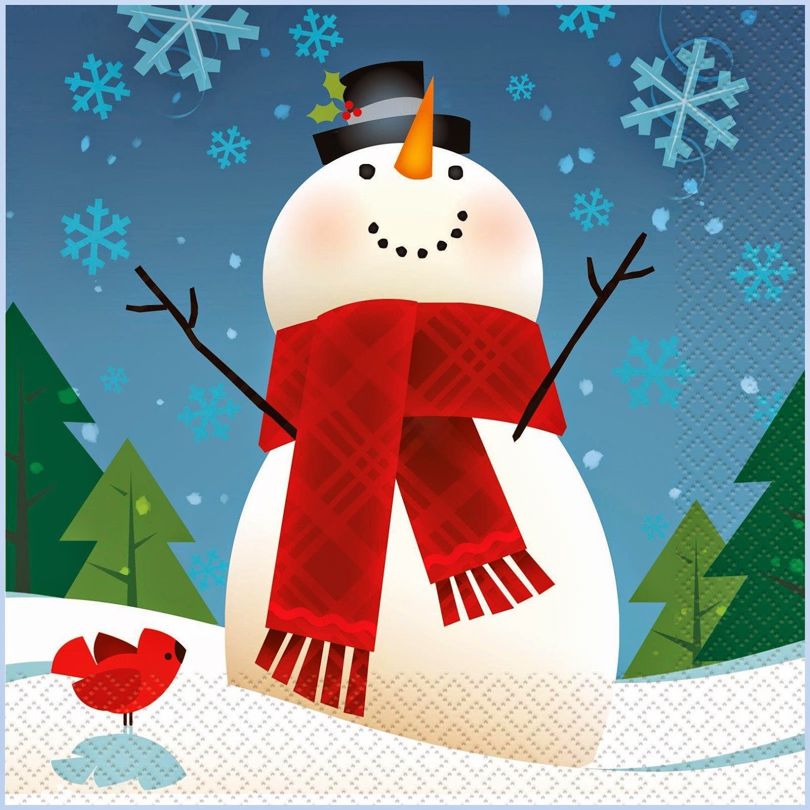 JoyFul SnowMan Lunch Napkin Christmas