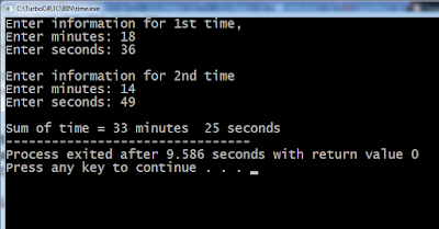 Program to Add Two Times (in minutes - seconds ) using C++ Structures