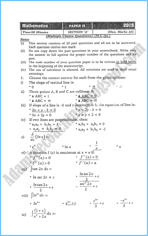 xii-mathematics-past-year-paper-2015