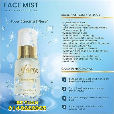 yarra beauty care zesty xtraE Face Mist