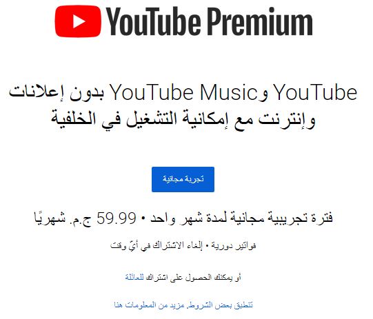 إتاحة خدمتى Music Premium وPremium في YouTube في مصر