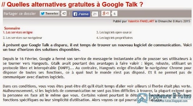 Le site du jour : comparatif des alternatives à Google Talk