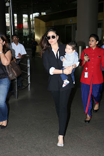 kareena k khan with son at airport