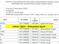 Jadwal dan Nama Peserta UJIAN CAT CPNS 2018 - Kabupaten Agam, Download Disini !!!