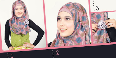 Cara Memakai Jilbab Pashmina Chiffon Bunga