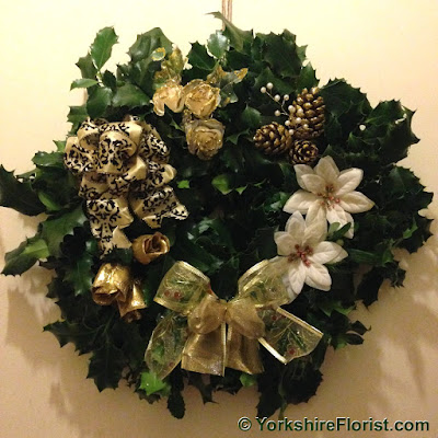  Gold decorated holly wreath