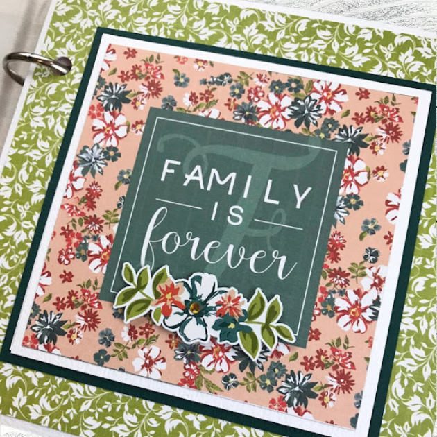 Family Memories Scrapbook Album Page with beautiful flowers