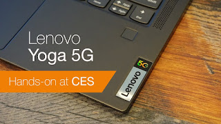 Lenovo Yoga 5G Laptop Hands on at CES 2020 displayed on a table