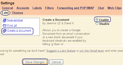 Create a document feature of GMail Labs