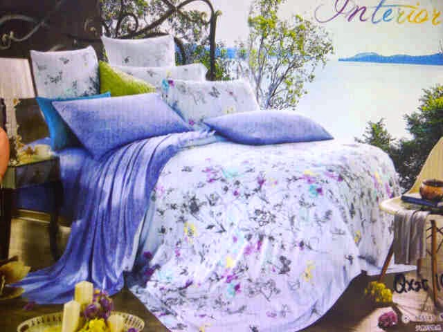 Sprei Tencel Motif Bunga Ungu