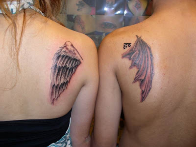 lovers tattoo with angel and demon