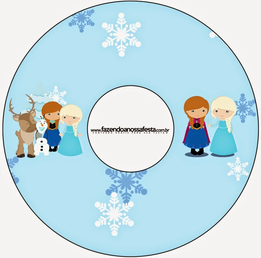 Etiqueta de CD´s para imprimir gratis de Frozen Niñas en Navidad.