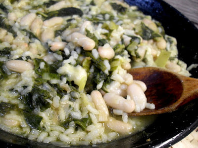 Arroz con alubias y acelgas