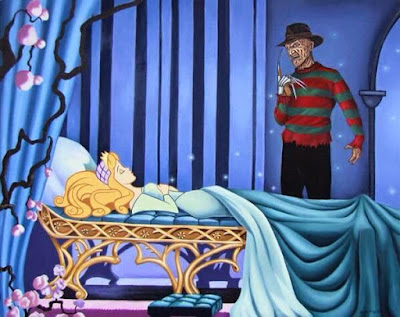 Meme de humor sobre La bella durmiente y Freddy Krueger
