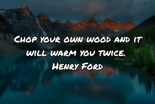 Chop your own wood and it will warm you twice. Henry Ford