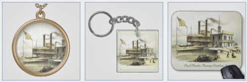 City of Memphis steamboat gold necklace, keychain and mousepad