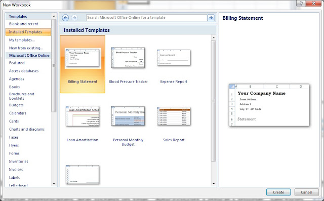 Microsoft Office Installed Templates