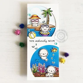 Sunny Studio Stamps: Sealiously Sweet Sea You Soon Tropical Scenes Stitched Semi-Circle Dies Summer Themed Card by Candice Fisher