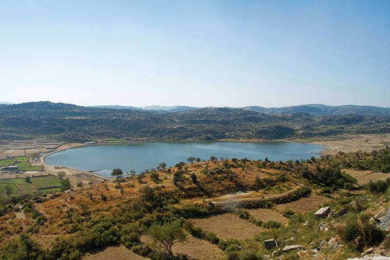 Jahlar lake. lake in Soon valley. lake in Khushab. Soon valley. Aerial view of Jahlar lake